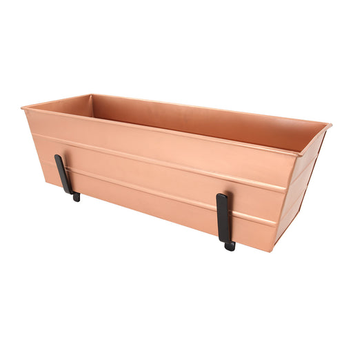 Achla Designs Medium Copper Flower Box with Brackets for 2 x 6 Railings