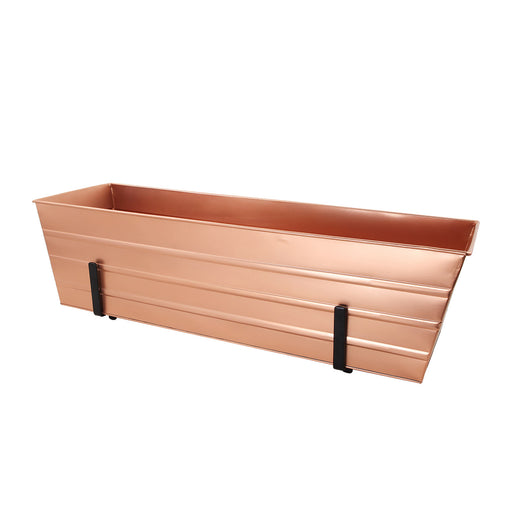 Achla Designs Large Copper Flower Box with Brackets for 2 x 6 Railings