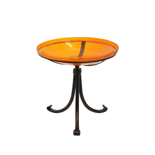 Achla Designs 14" Mandarin Crackle Glass Birdbath with Tripod Stand