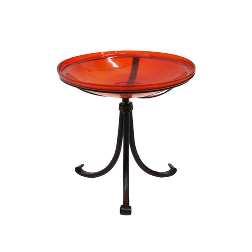 Achla Designs 14" Red Crackle Glass Birdbath with Tripod Stand