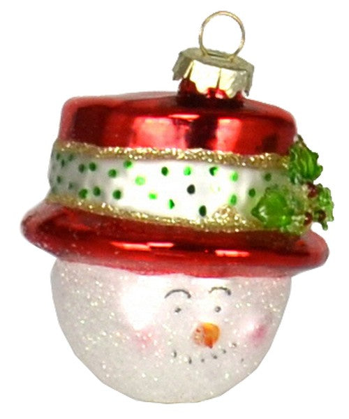 Top Hat Snowman Red Ornament