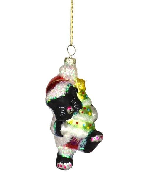 Kitty's Christmas Black and White Ornament