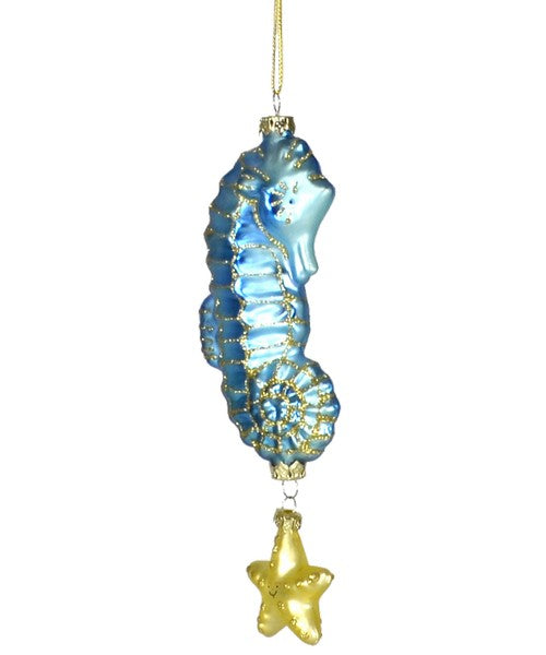 Twinkle Seahorse Blue Ornament