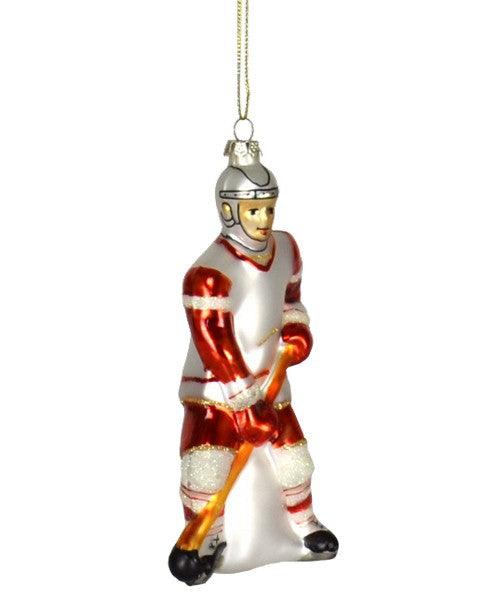 Hockey Player Red White Ornament