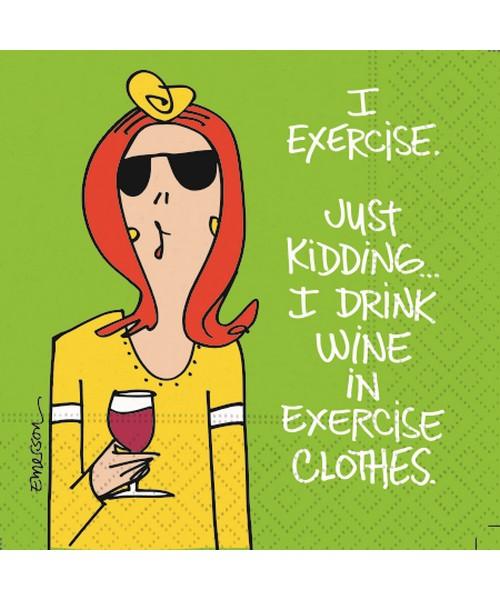 Drink Wine in Exercise Clothes Cocktail Napkins
