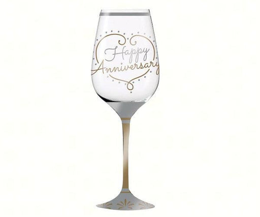 Happy Anniversary Hand Painted Wine Glass, 12 oz