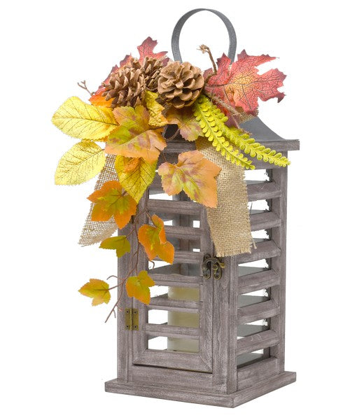 Rustic Pinecones & Leaves Lantern