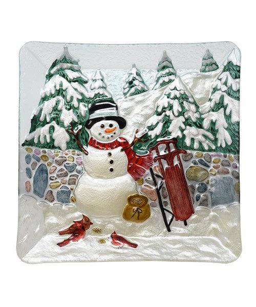 Cobane Stonewall Snowman Glass Platter