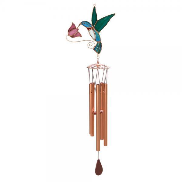 Hummingbird with Pink Flower Wind Chime