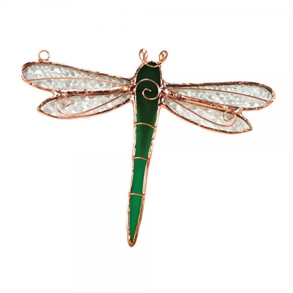 Stained Glass Green Dragonfly Suncatcher