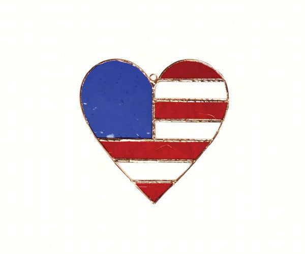 Stained Glass Patriotic Heart Suncatcher