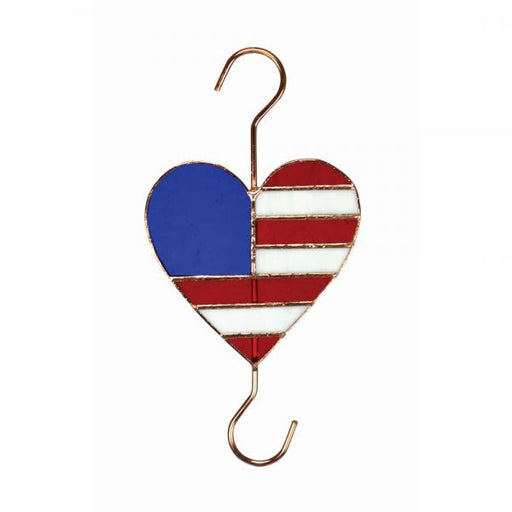 Stained Glass Patriotic Heart Garden Hook