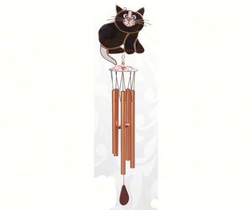 Stained Glass Black Cat Small Wind Chime