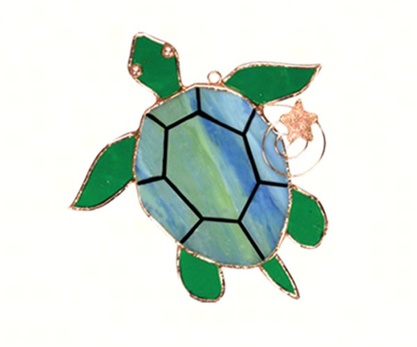 Stained Glass Sea Turtle Suncatcher