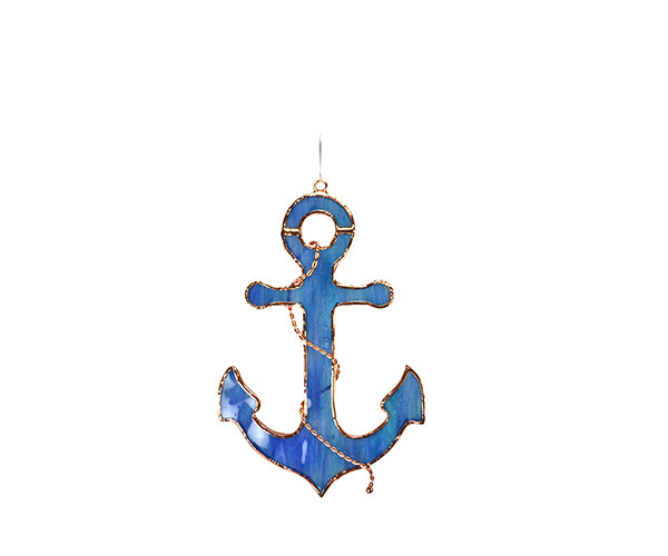Stained Glass Serenity Blue Anchor Suncatcher