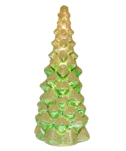 LED Large Green & White Glass Tree