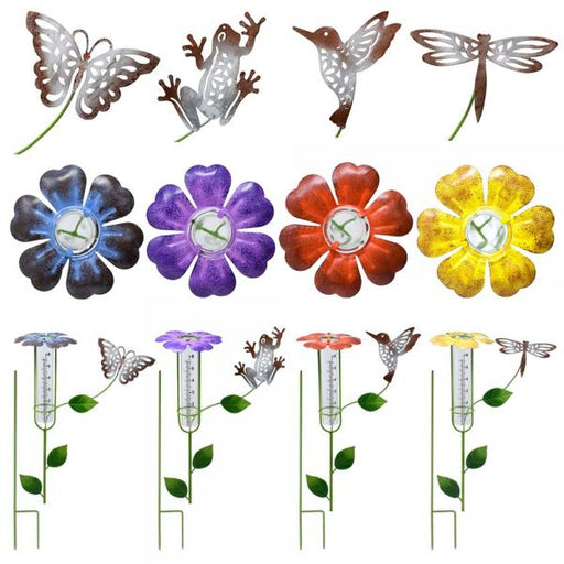 Metal Flower Rain Gauge 12 piece Assortment