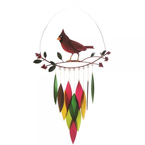 Cardinal on Branch Glass Chime