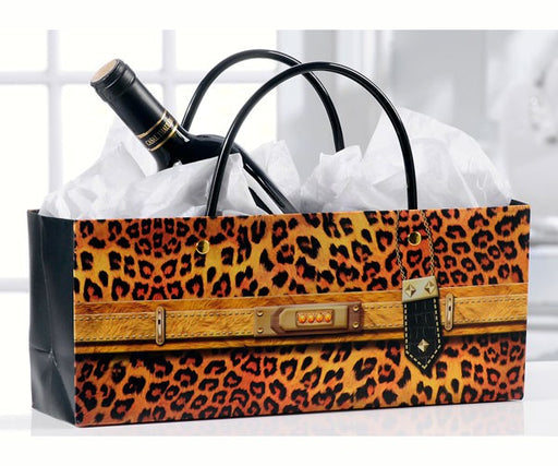 Orange Leopard Print Handbag Design Wine Bottle Gift Bag