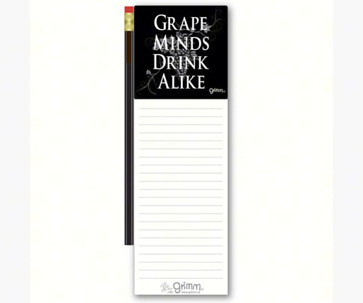 Magnetic Note Pad with Pencil: Grape Minds Drink Alike