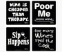 Set of 4 Wine Coasters-3.5 inches Square Coasters Boxed