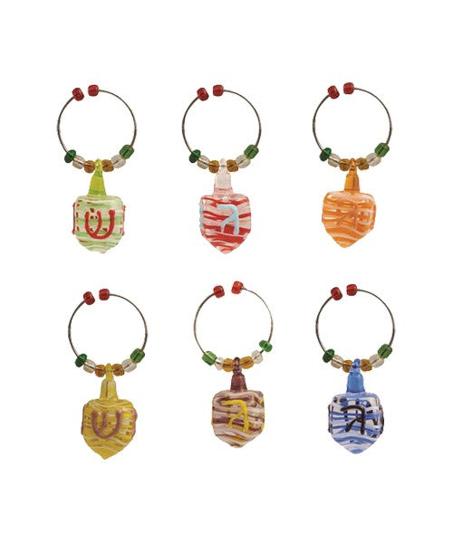 Wine Charms - Hanukkah Dreidel - S/6