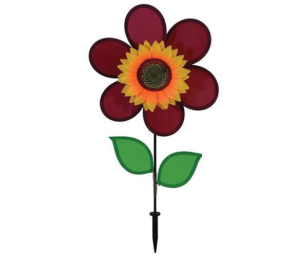 12 inch Burgundy Sunflower with Leaves