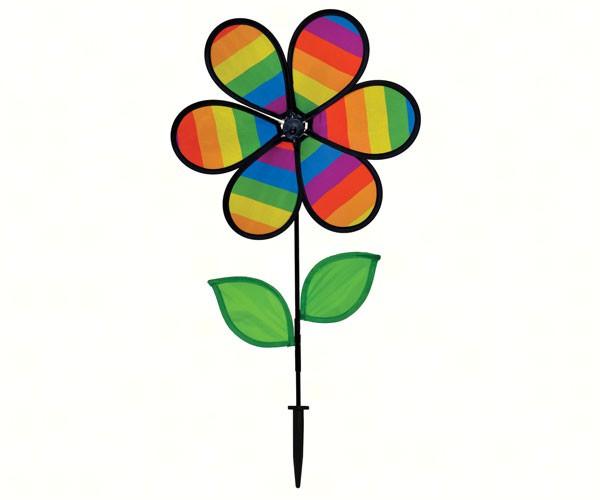 12 inch Rainbow Stripe Flower Spinner with Leaves