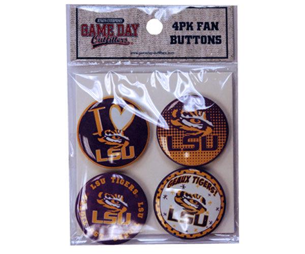 Buttons 4 Pack LSU Tigers