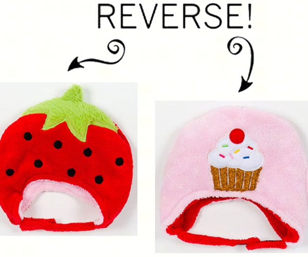 Strawberry/Cupcake Reversible Kid's Winter Hat Small