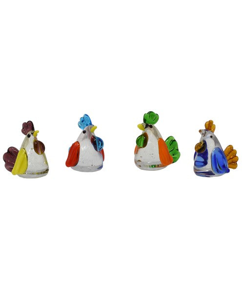 Set of 4 Milano Art Glass Mini Hens