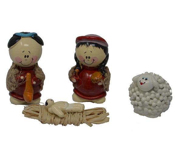 4 Piece Indian Nativity Marble Figurines Set