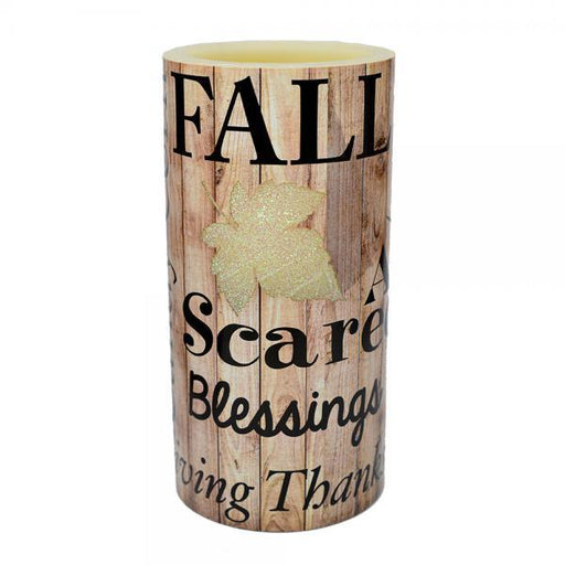 Fall Words Wrapped Laser Cut LED Pillar