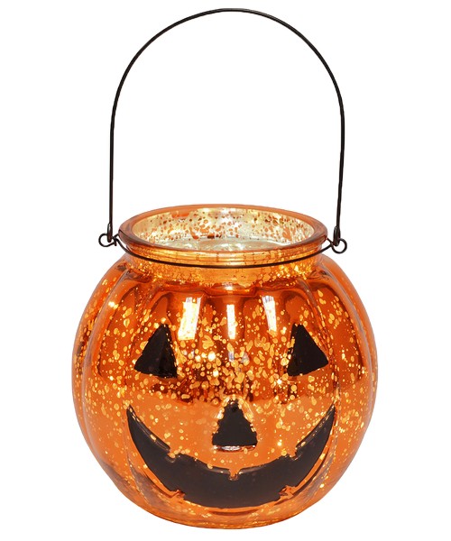 Mercury Glass Jack O Lantern with LED String Lights