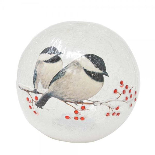 Crackle Glass Globe 7 IN Chickadee