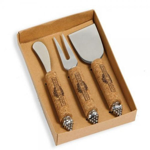 Vintage Cheese Knife Set-Cork