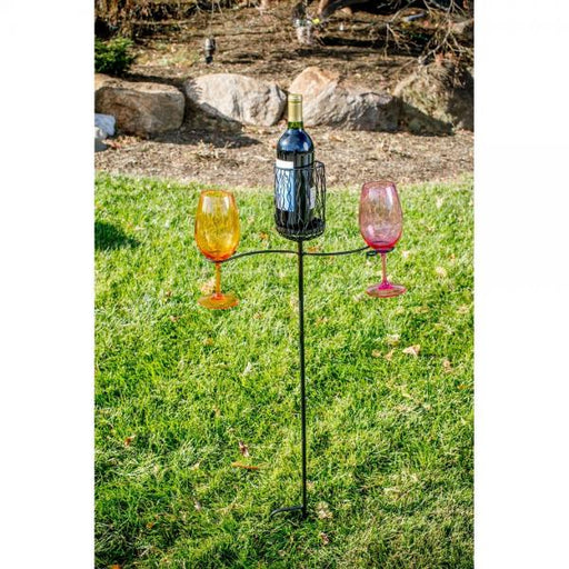 Wine Bottle & Glass Ground Stake