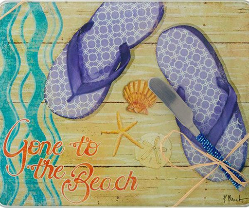 Cheese Board - Gone to the Beach with Spreader - 10x8 Inches