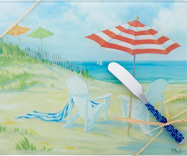 Cheese Board - Perfect Beach with Spreader - 10x8 Inches