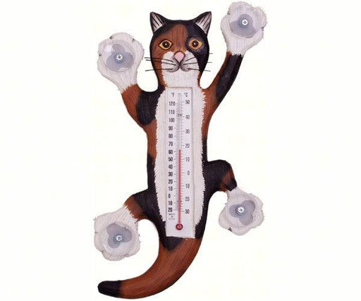 Climbing Calico Cat Small Window Thermometer