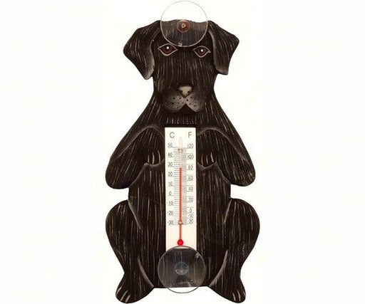 Begging Black Lab Small Window Thermometer