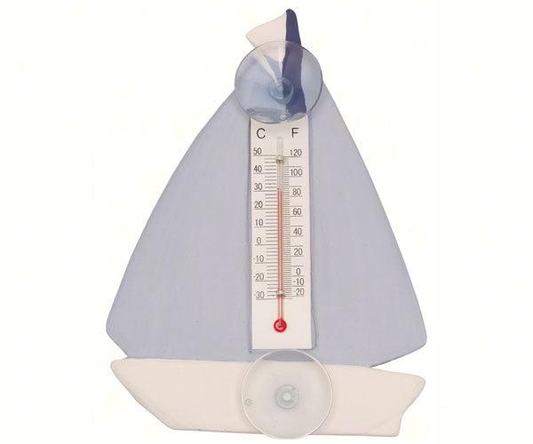Blue & White Sailboat Small Window Thermometer