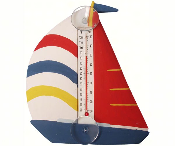 White Red & Blue Sailboat Small Window Thermometer