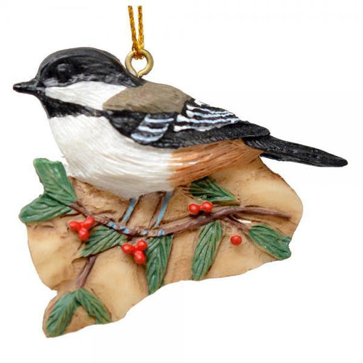 Chickadee with Holly Ornament
