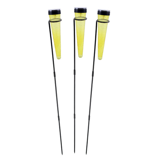 Achla Designs Solar Sparkle Cone with Stake, Pack of 3, Yellow