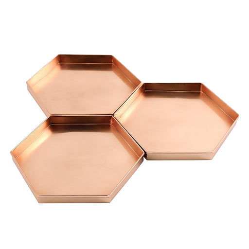 Achla Designs Hexagonal Copper Trays, Set of 3