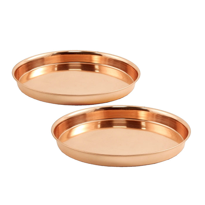 Achla Designs Round Copper Trays, 8-in, Set of 2