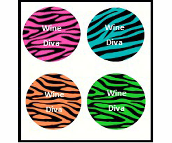 Zebra Wine Diva Magnetic Wine & Drink Charm Set
