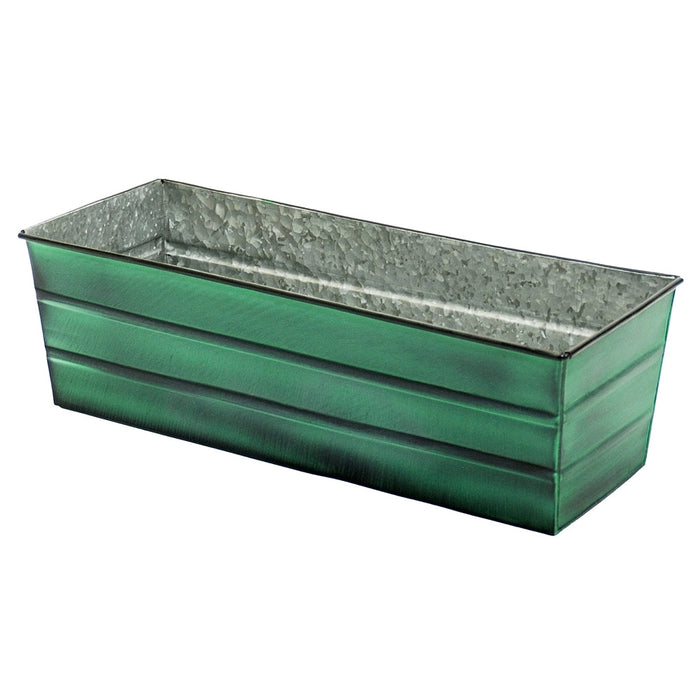 Achla Designs Galvanized Steel Flower Box, Green, Medium