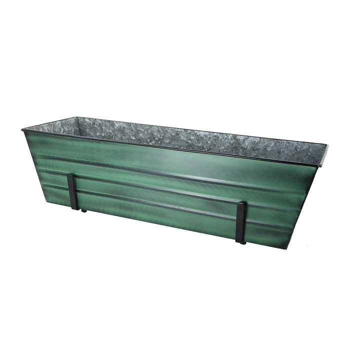 Achla Designs Large Green Flower Box with Brackets for 2 x 6 Railings